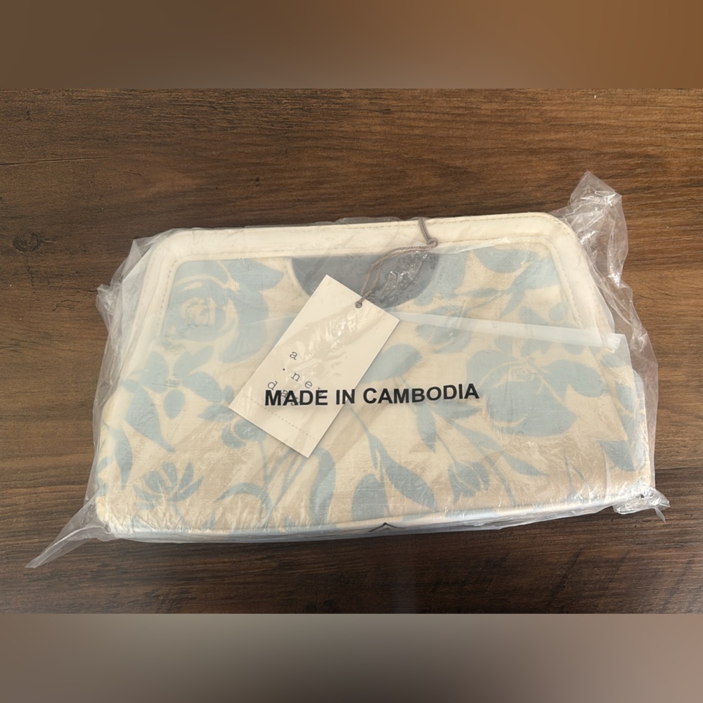 2/$25 Floral Blue and Cream Pouch